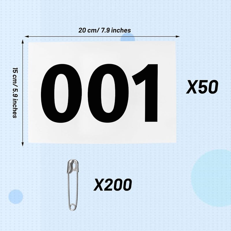 Outink Running Bibs Race Competitor Numbers Waterproof Runners Race Numbers with Safety Pins for Marathon Races Events 5.9" x 7.9" - Image 2